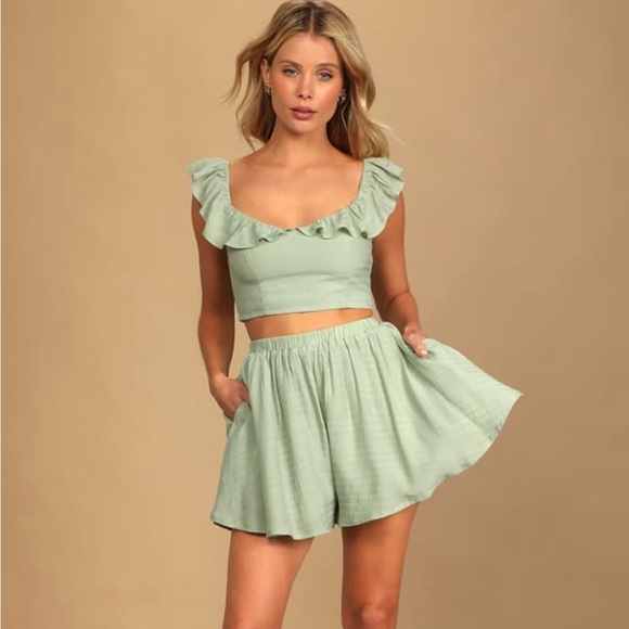 Spring to It Sage Green Shorts - Picture 3 of 6